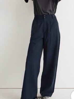 Madewell Harlow Wide Leg Pants Size 6 Navy High Rise Trouser Career Workwear
